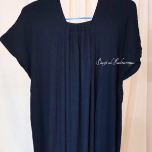 Robe yéménite Noir unie Lycra froissée Bayt Al Hadramiya